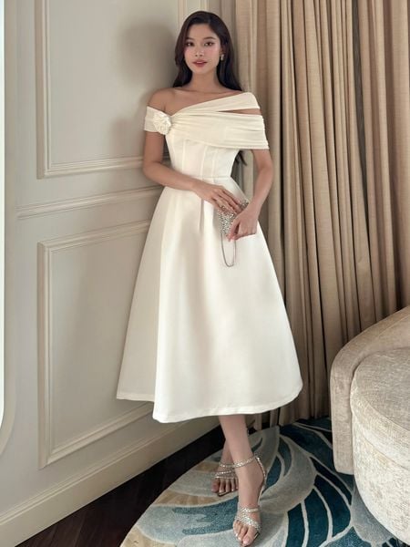 Đầm dự tiệc dài xòe trễ vai - D4010A