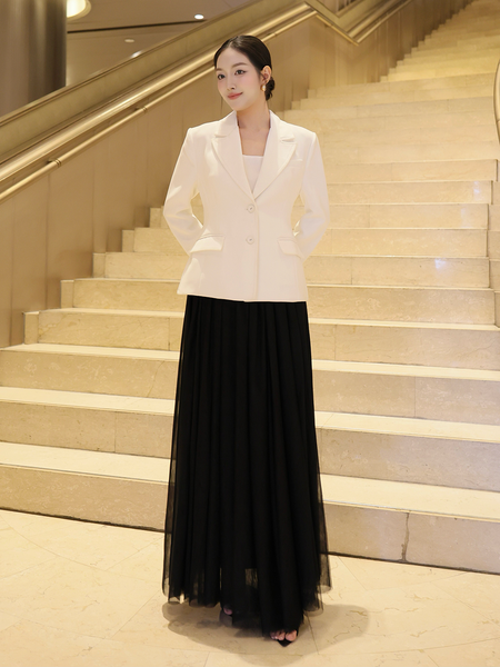 Cận cảnh Chân váy xòe tiệc dài lưới tulle V4468A