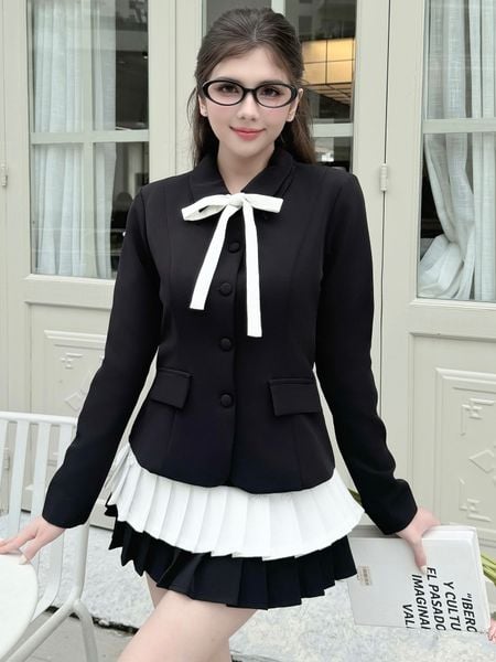  Áo kiểu cổ sơ mi tay dài nút bọc form thắt eo trẻ trung chất cotton xịn - A4115B 