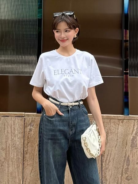  Áo thun in chữ form rộng basic-A3880A 