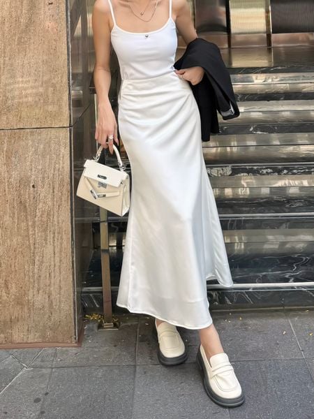 Chân váy lụa form dài - V3578