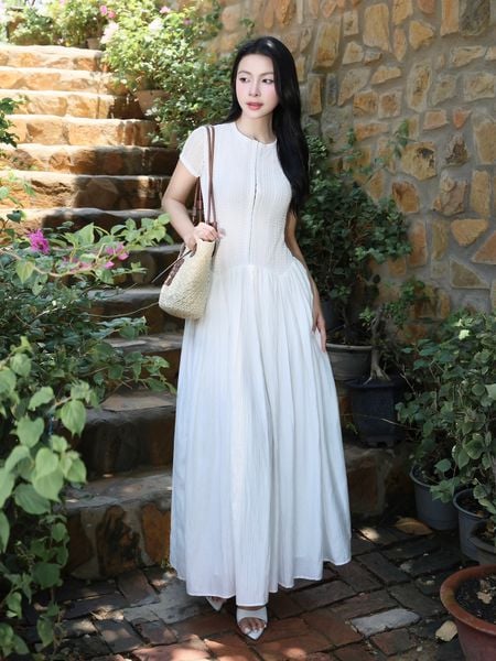 Full dáng Đầm xòe dài dạo phố thun ren D4442A