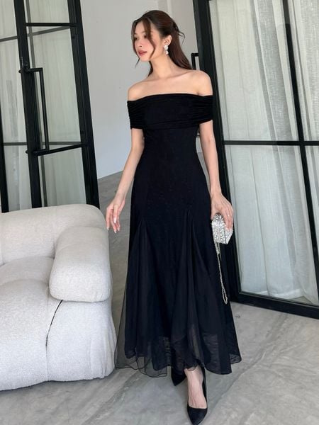 Đầm dự tiệc trễ vai form dài - D3446