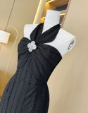  Đầm thun dệt kim cổ yếm (kèm sẵn tag cài) -D3380 
