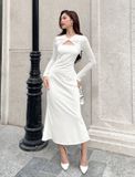  Đầm body phối thun ánh kim tay dài -D2683 