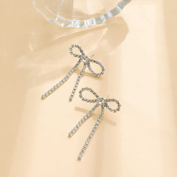  Bông tai nữ hình nơ đính đá-E13 