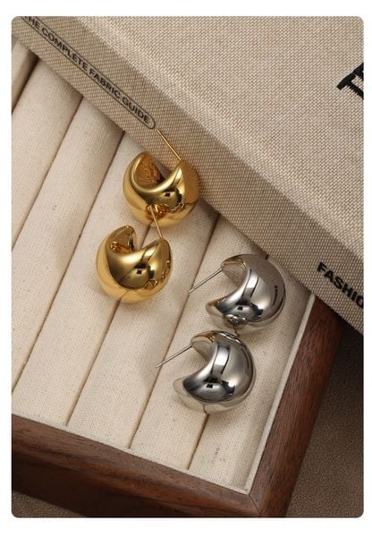  Bông tai nữ mặt trăng mạ vàng/bạc-E10 