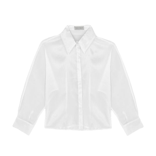 Áo sơ mi tay dài voan ánh kim - A3608 màu đen phối chân váy