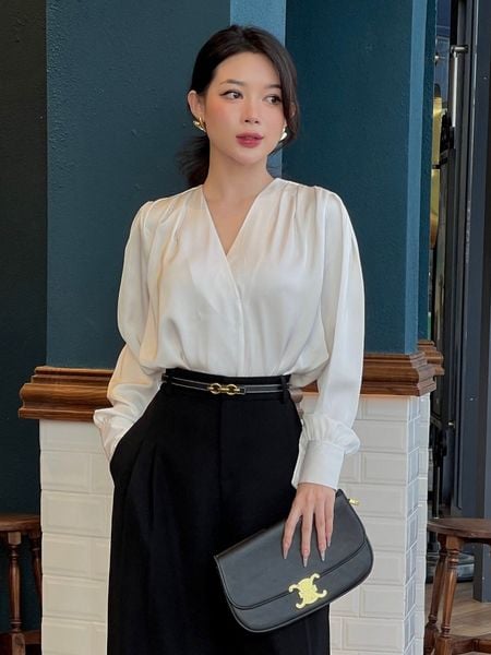  Áo sơ mi lụa cổ v-A2569 