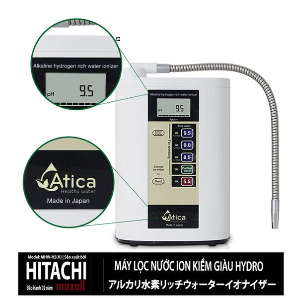 Máy Lọc Nước Ion Kiềm Giàu Hydro Atica Maxell MHY-AWS5