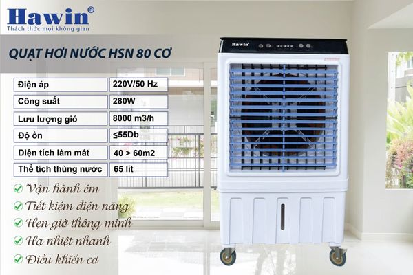 Quạt Hơi Nước Hawin HSN-80C. Làm Mát 40-60 M2