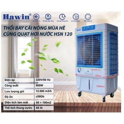 Quạt Hơi Nước Hawin HSN-120C. Làm Mát 80-100m2