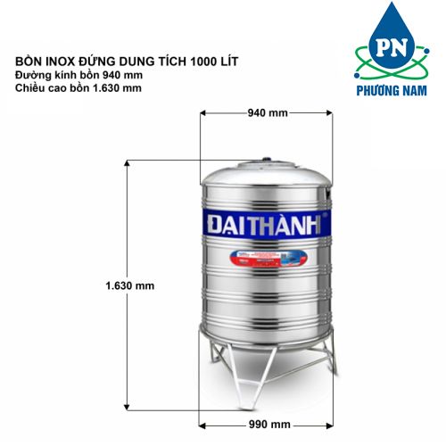 Bồn Nước Inox 1000 lít Đại Thành Đứng