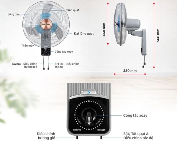 Quạt Treo Tường Daikiosan DQ120