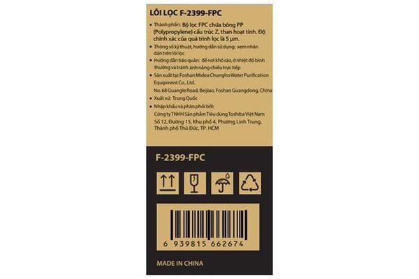 Lõi lọc nước Toshiba số 1 F-2399-FPC