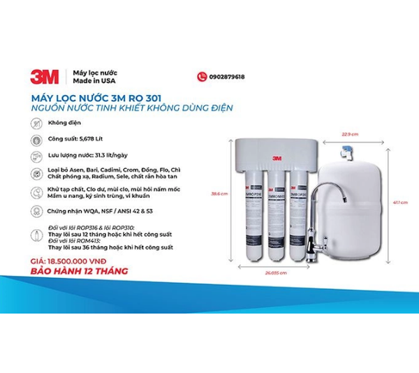 Máy Lọc Nước 3M RO301 - Không Dùng Điện