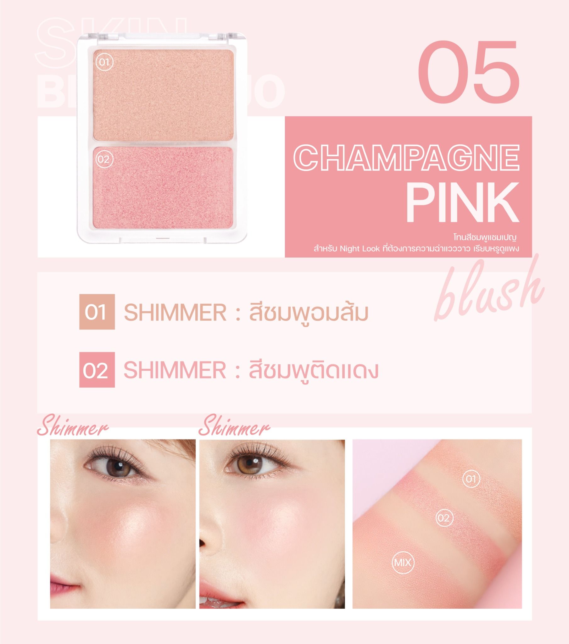  SKIN BLUSH DUO MÁ HỒNG 2 Ô MEILINDA 