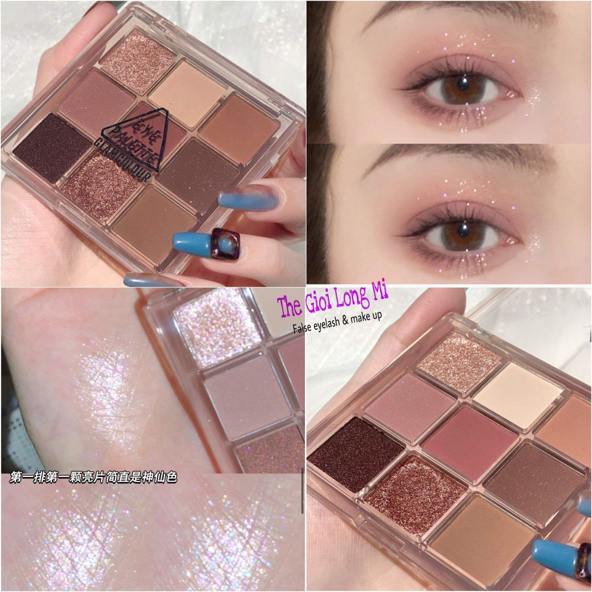  PHẤN MẮT 9 Ô MÀU HỒNG ĐẤT GLAMCOLOUR 