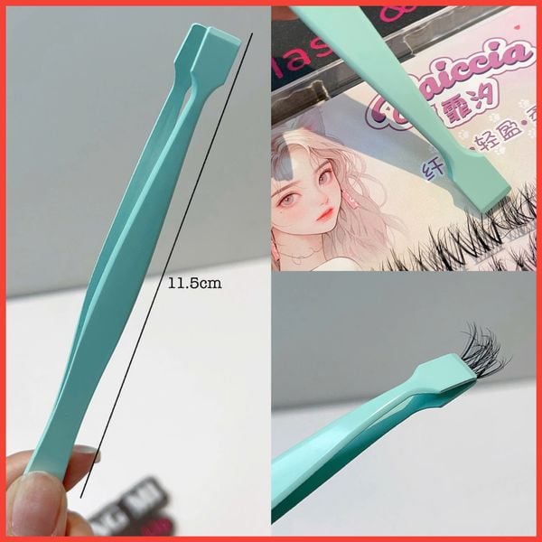  Nhíp gắp lông mi đầu vuông màu xanh camay 