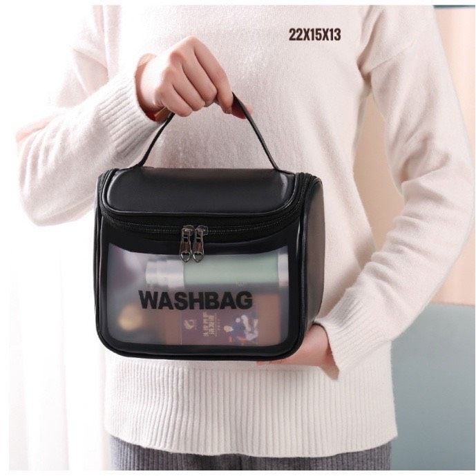  Washbag túi đựng mỹ phẩm du lịch 01 ngăn chất liệu PVC chống nước (size 20x15x10cm) 