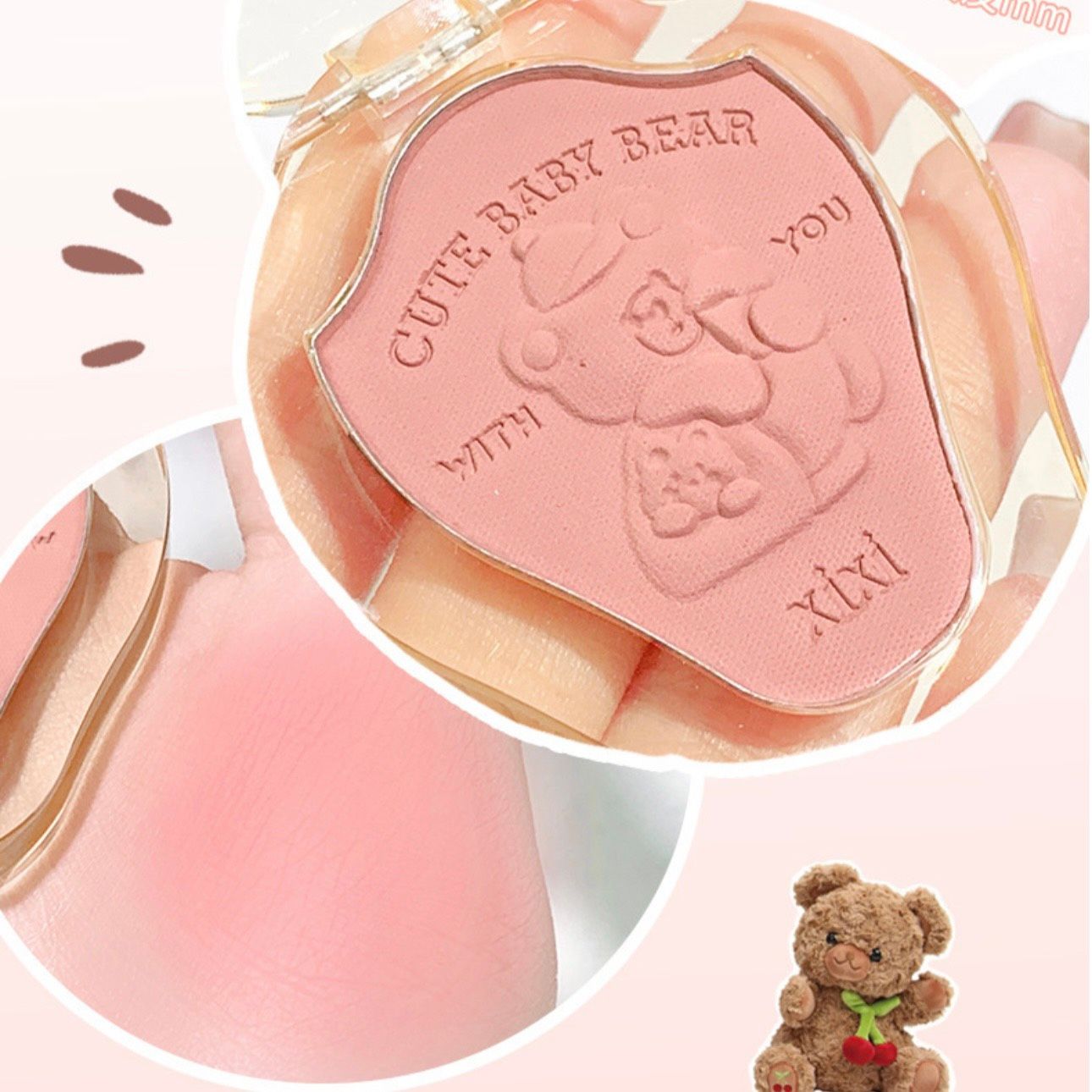  Cute Baby Bear with you hộp phấn má hồng xinh xĩu thương hiệu Xixi 