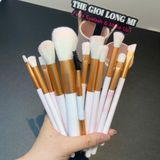  Bộ cọ trang điểm lon hồng lông trắng 12 cây 