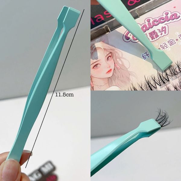  Nhíp gắp lông mi đầu vuông màu xanh camay 