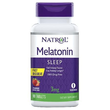  Viên uống hỗ trợ giấc ngủ Natrol, Melatonin, Fast Dissolve, Strawberry 5mg, 90 viên 