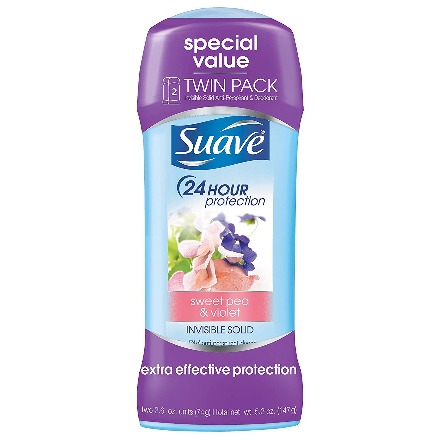  Lăn khử mùi Suave Antiperspirant Deodorant, Sweet Pea 74g - 2 PACK 