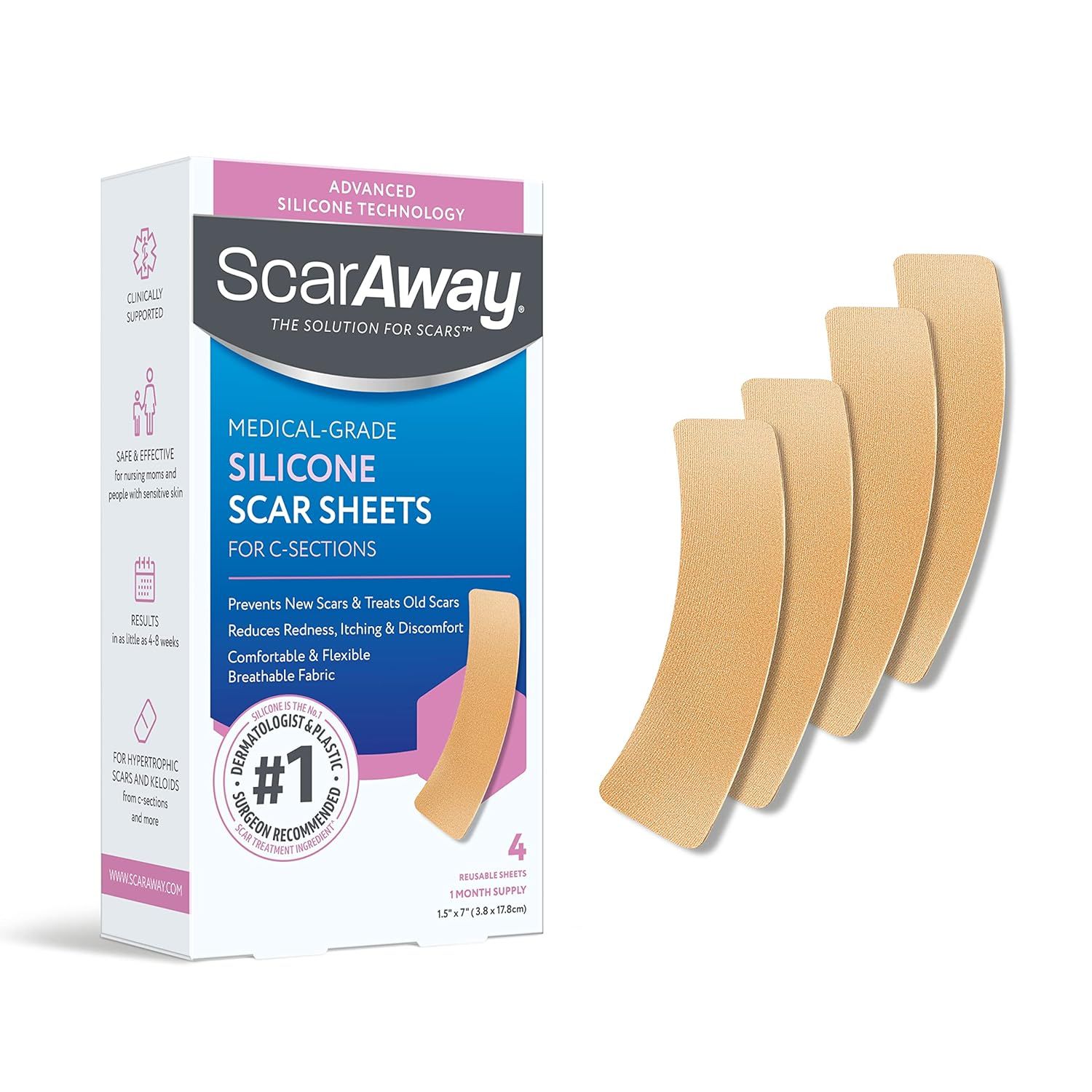  Miếng dán trị sẹo ScarAway for C-Sections 4 miếng 