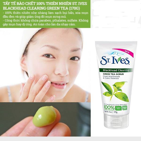  Tẩy tế bào chết St. Ives Blackhead Clearing Scrub, Green Tea 