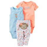  Carter's  set 2 áo liền quần và quần dài Monkey 