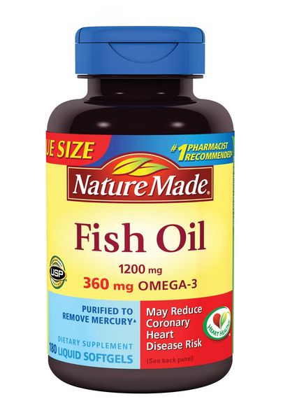  Hỗ trợ tim mạch Nature Made Fish Oil 1200mg, 360mg Omega-3, 180 viên 