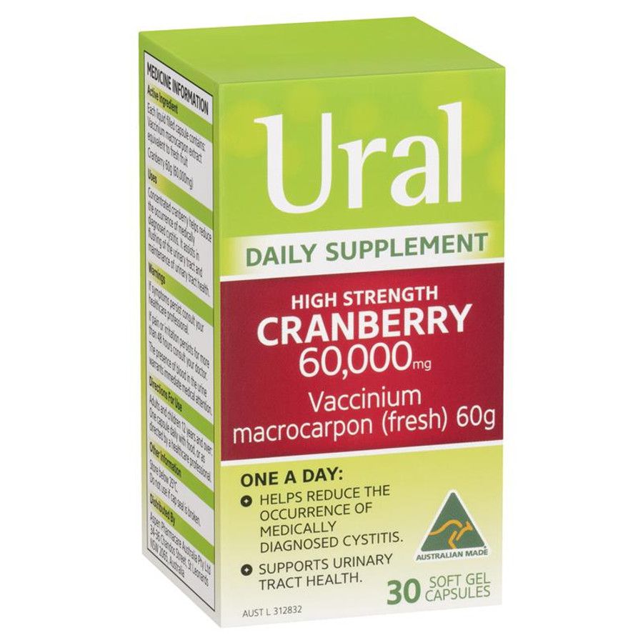  Viên Uống Hỗ Trợ Đường Tiết Niệu Ural High Strength Cranberry 60000mg 30 Viên 