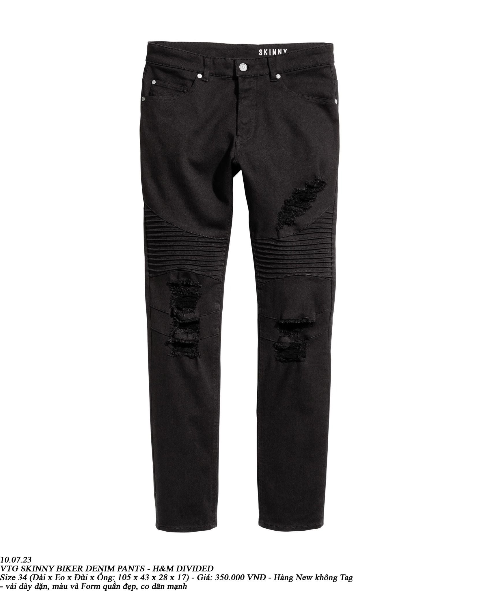  10.07.23 - VTG SKINNY BIKER DENIM PANTS - H&M DIVIDED 