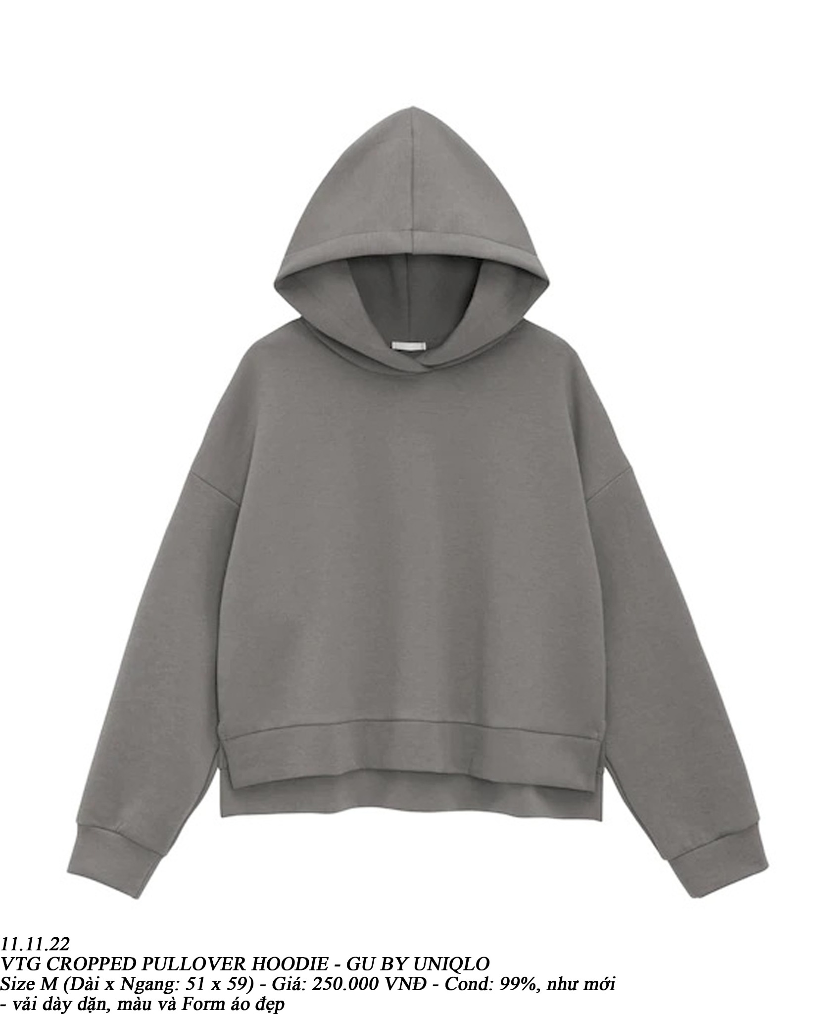 11.11.22 VTG CROPPED PULLOVER HOODIE GU BY UNIQLO Breakdalaww Vintage Streetwear