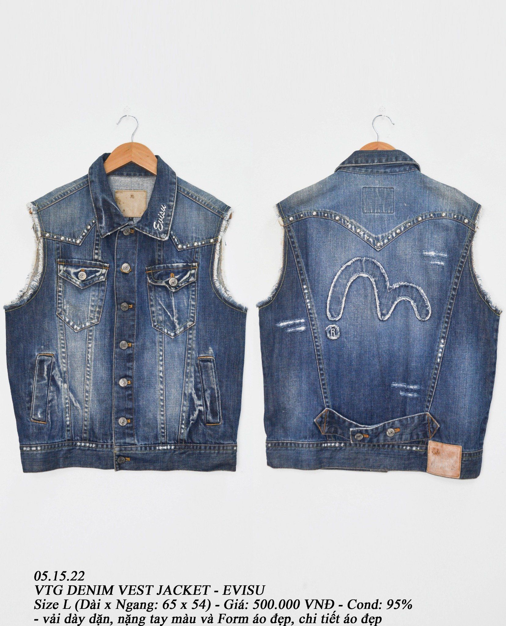 051522  VTG DENIM VEST JACKET  EVISU  Breakdalaww  Vintage Streetwear