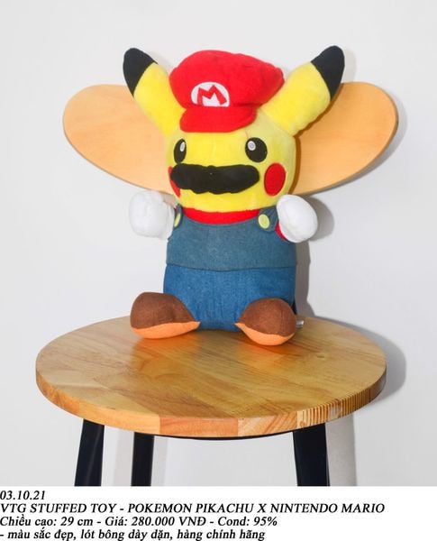  03.10.21 - VTG STUFFED TOY - POKEMON PIKACHU X NINTENDO MARIO 