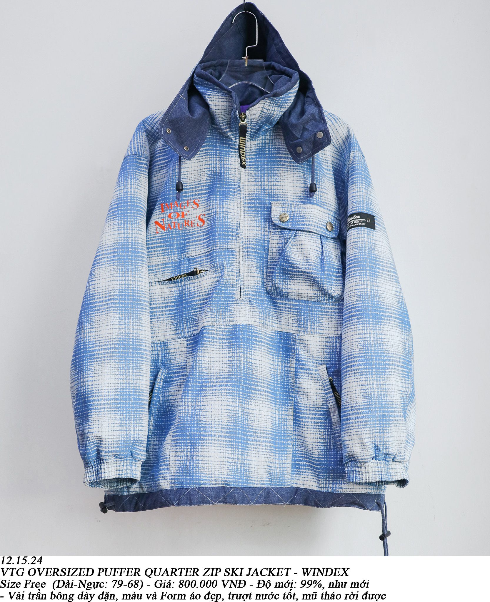  12.15.24 - VTG OVERSIZED PUFFER QUARTER ZIP SKI JACKET - WINDEX 