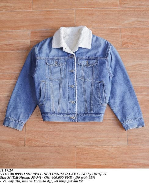  11.17.24 - VTG CROPPED SHERPA LINED DENIM JACKET - GU by UNIQLO 