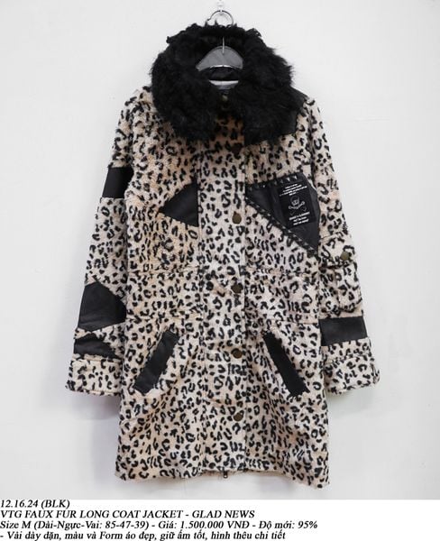  12.16.24 - VTG FAUX FUR LONG COAT JACKET - GLAD NEWS 