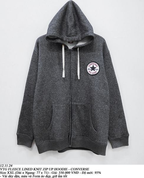  12.11.24 - VTG FLEECE LINED KNIT ZIP UP HOODIE - CONVERSE 