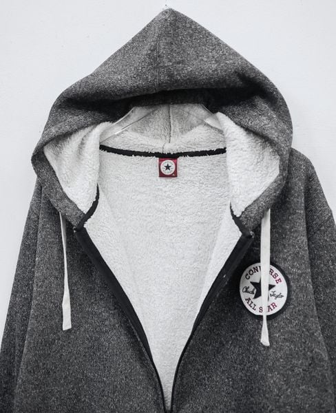  12.11.24 - VTG FLEECE LINED KNIT ZIP UP HOODIE - CONVERSE 