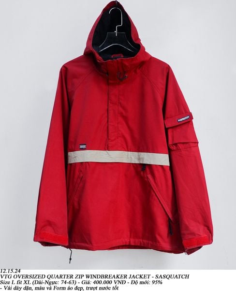  12.15.24 - VTG OVERSIZED QUARTER ZIP WINDBREAKER JACKET - SASQUATCH 