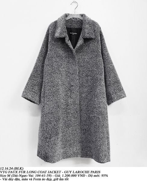  12.16.24 - VTG FAUX FUR LONG COAT JACKET - GUY LAROCHE PARIS 