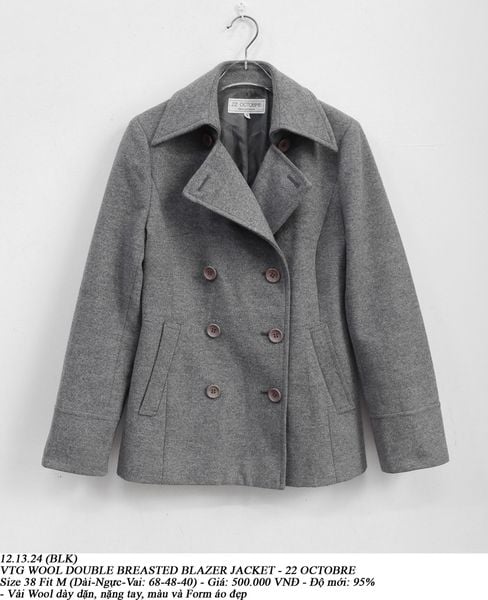  12.13.24 - VTG WOOL DOUBLE BREASTED BLAZER JACKET - 22 OCTOBRE 