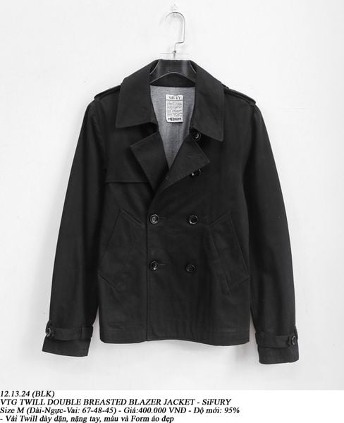  12.13.24 - VTG TWILL DOUBLE BREASTED BLAZER JACKET - SiFURY 