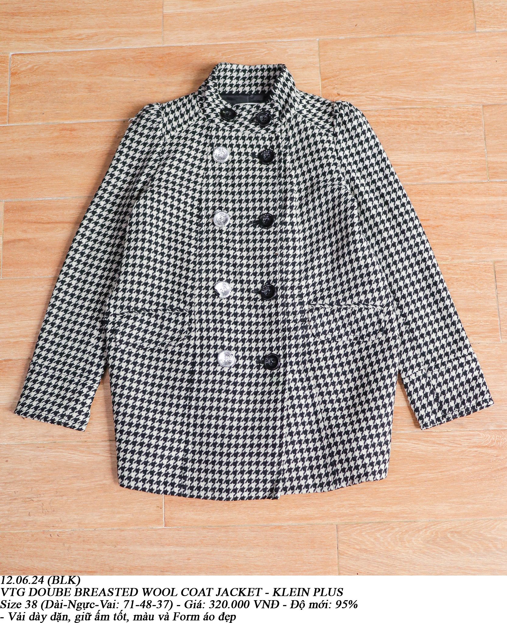  12.06.24 - VTG DOUBLE BREASTED WOOL COAT JACKET - KLEIN PLUS 