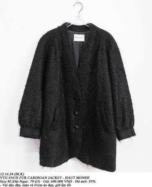  12.16.24 - VTG FAUX FUR CARDIGAN JACKET - HAUT MONDE 