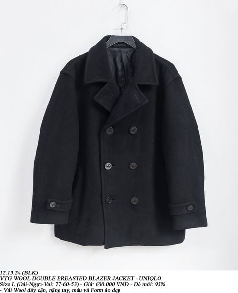  12.13.24 - VTG WOOL DOUBLE BREASTED BLAZER JACKET - UNIQLO 